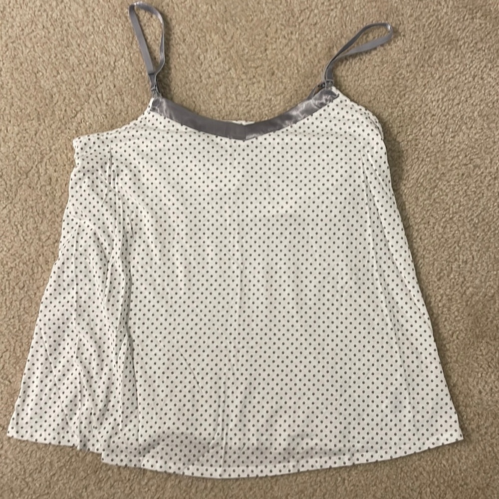 Nursing sleep shirt, gray and white-Large